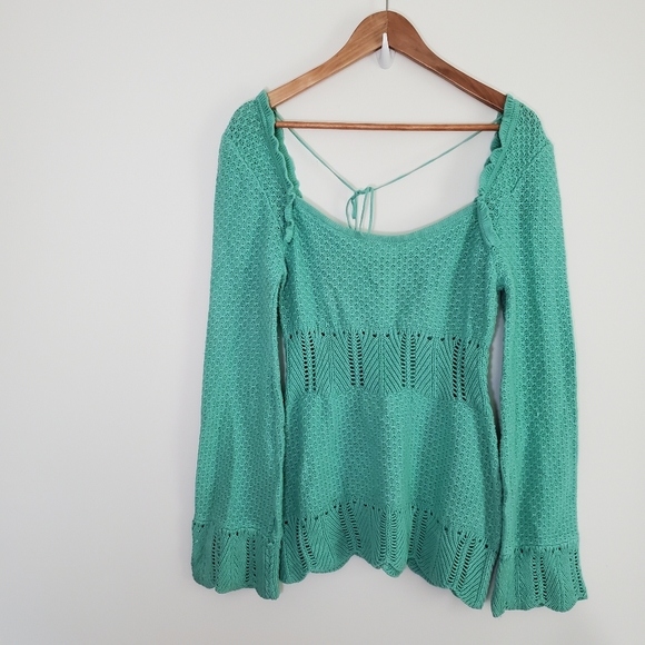 Arden B Mint Green Crotchet Sweater - Picture 1 of 6